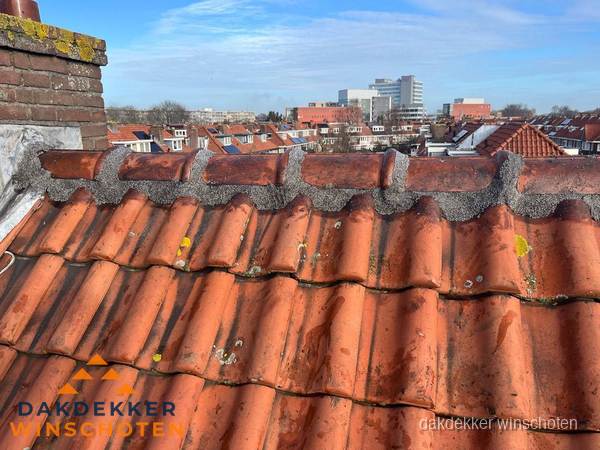 Pannendak met nokvorst en schoorsteen, dakrenovatie in Winschoten Pannendak met nokvorst en schoorsteen, dakrenovatie in Winschoten